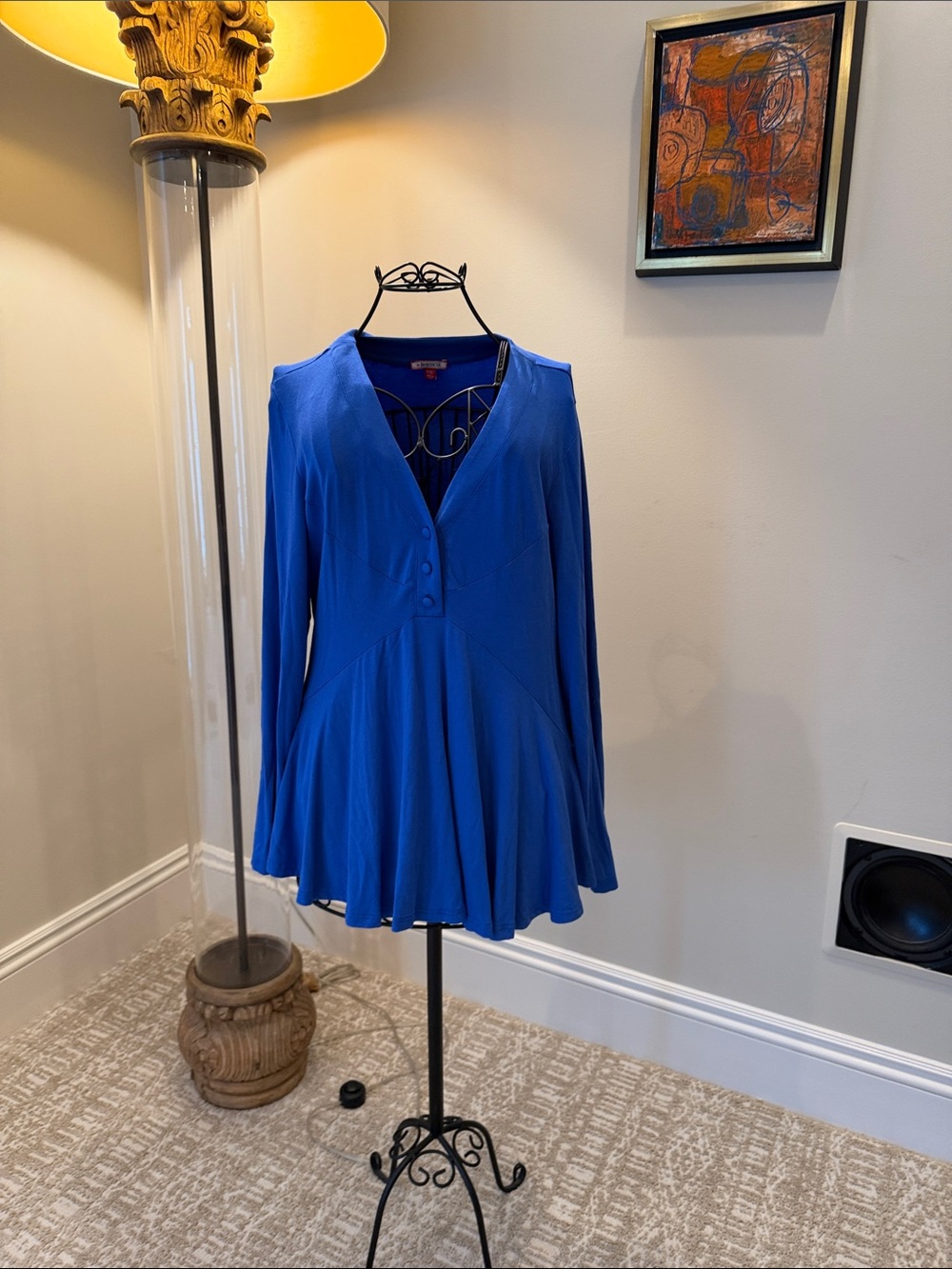 Joe Browns Women's Blue Long-Sleeve V-Neck Peplum Top